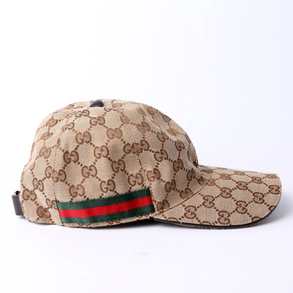 200035 GG Canvas Web Cap Size Medium Brown