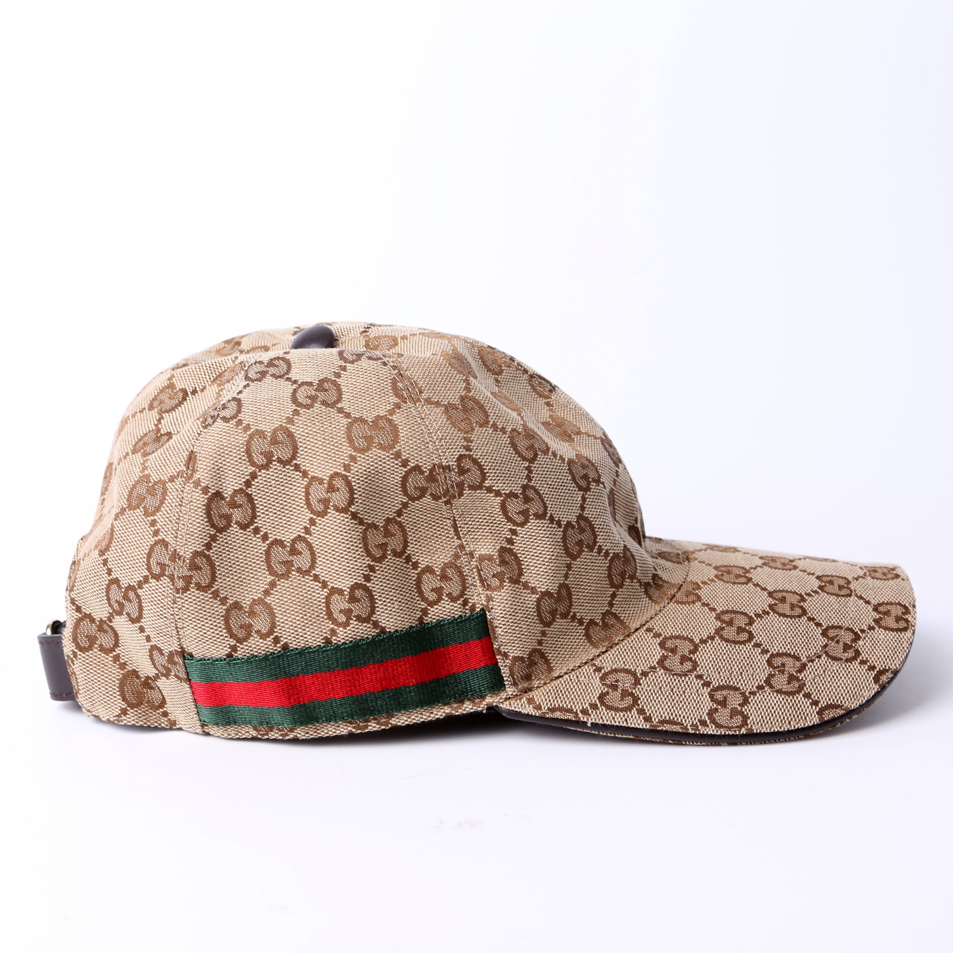 200035 GG Canvas Web Cap Size Medium Brown