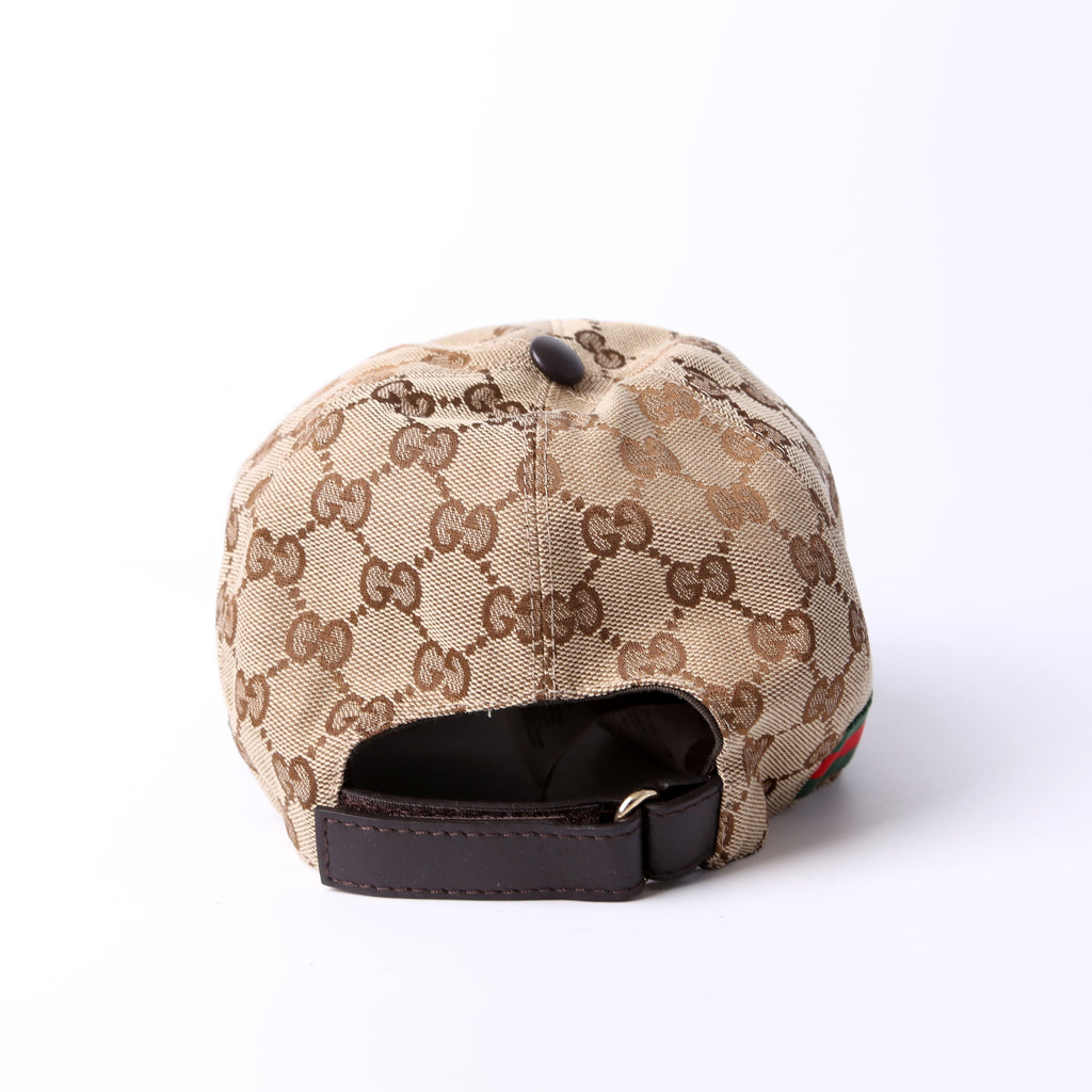 200035 GG Canvas Web Cap Size Medium Brown