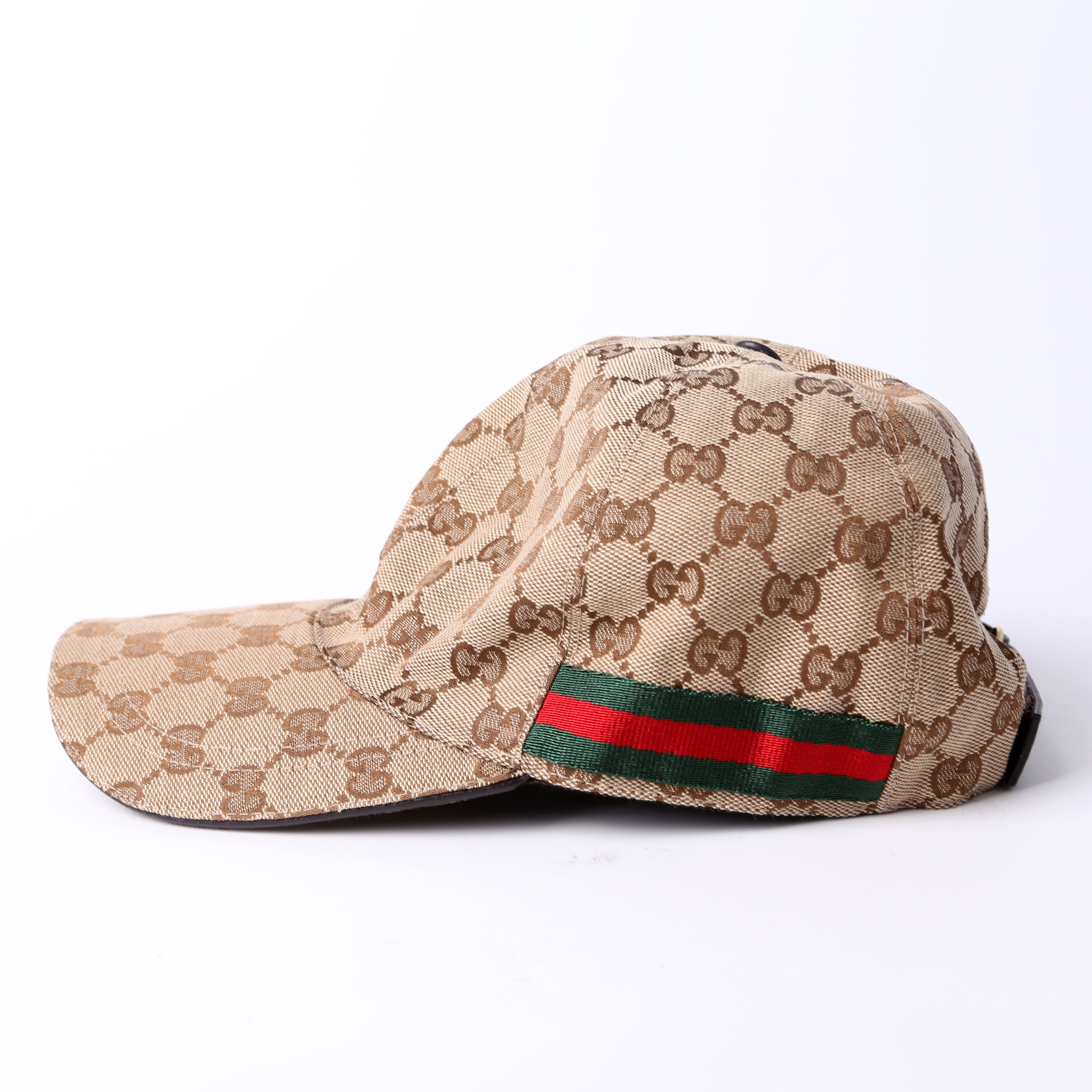 200035 GG Canvas Web Cap Size Medium Brown