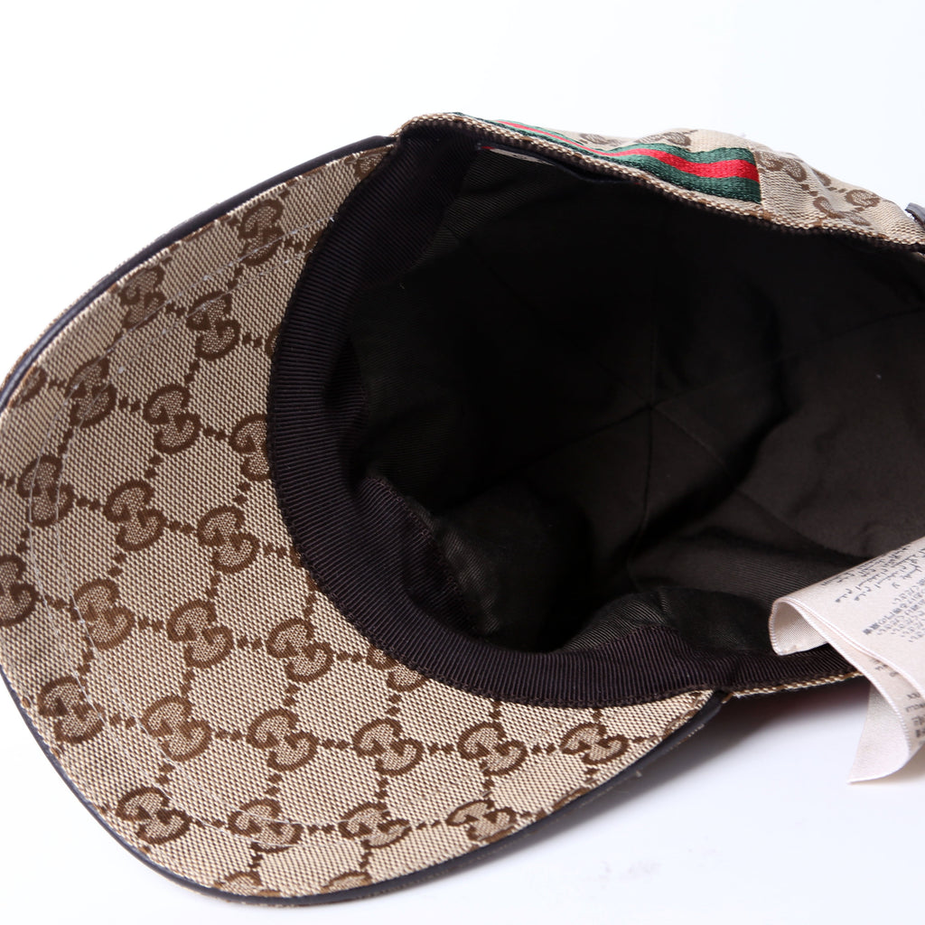 200035 GG Canvas Web Cap Size Medium Brown