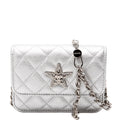 Star Flap Quilted Goatskin Belt Bag RFID Silver