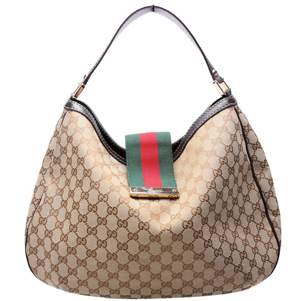 233604 GG Canvas New Ladies Web Large Hobo