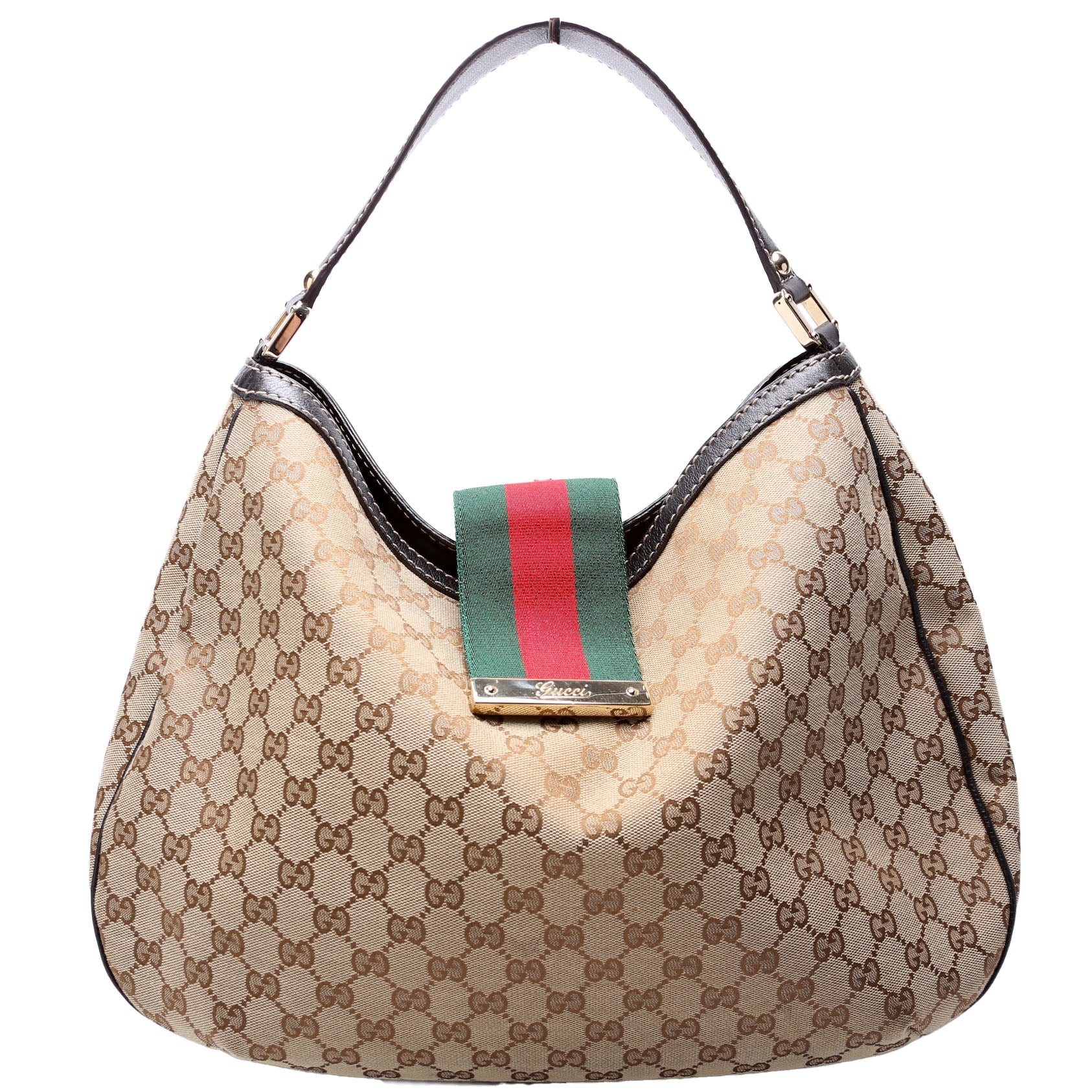 233604 GG Canvas New Ladies Web Large Hobo