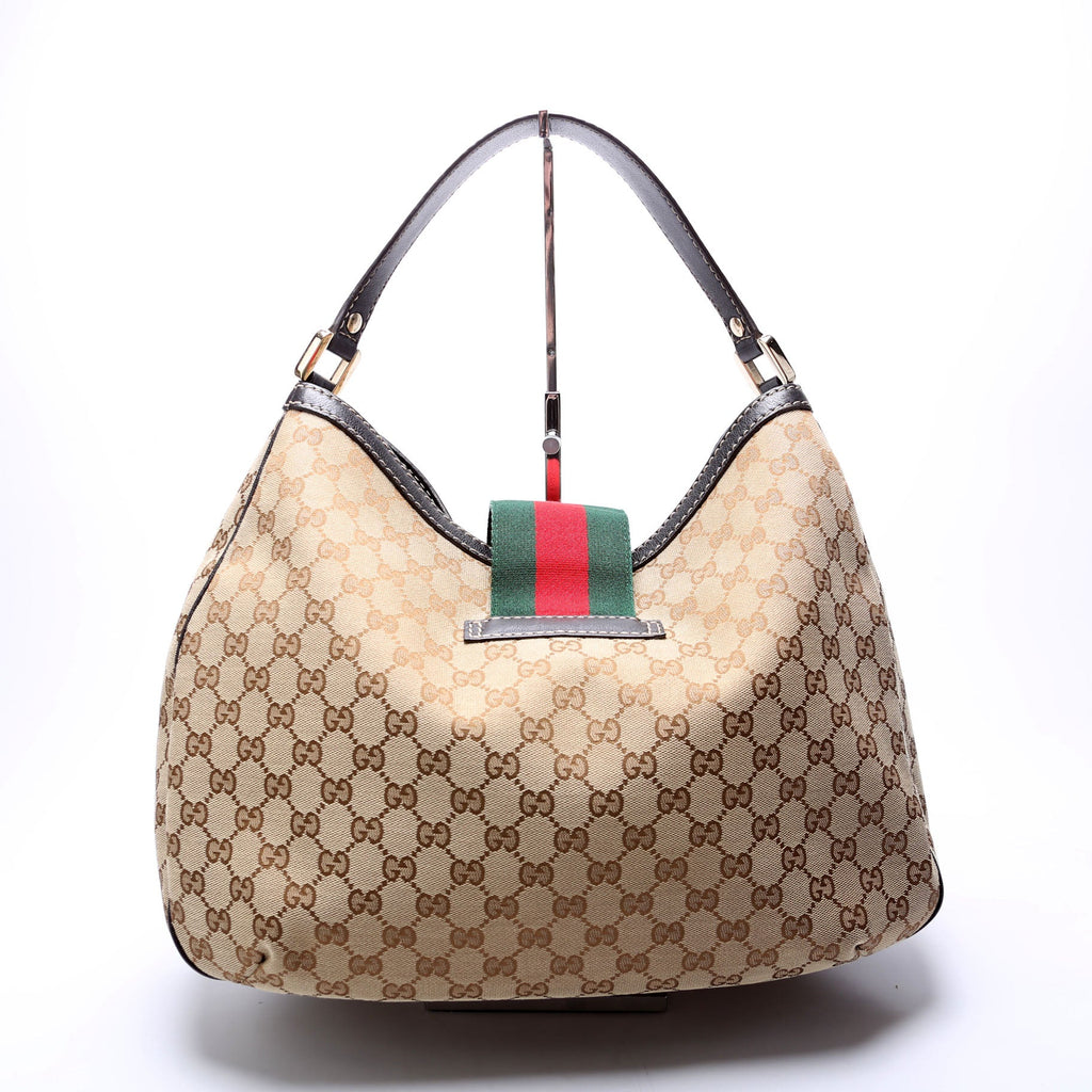 233604 GG Canvas New Ladies Web Large Hobo
