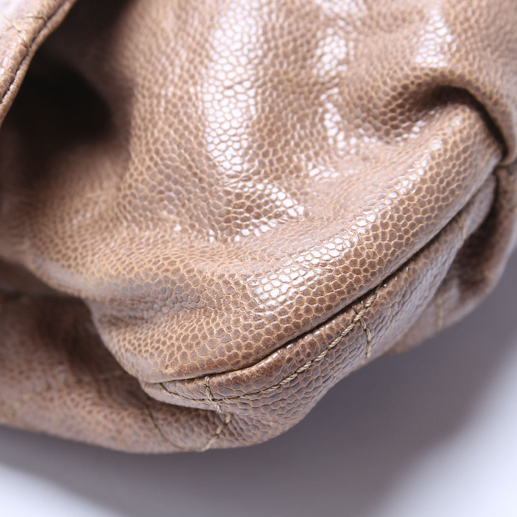CC Quilted Caviar Medium Flap Bag Taupe