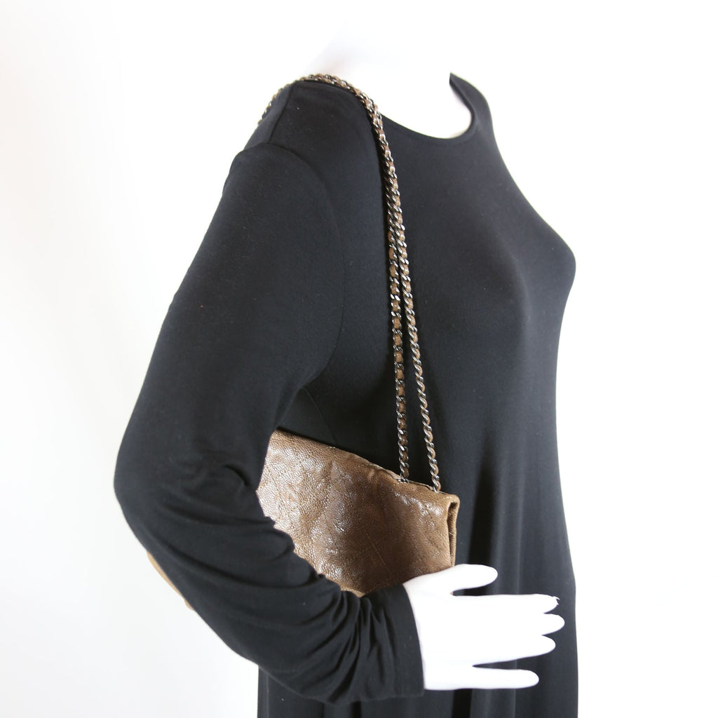 CC Quilted Caviar Medium Flap Bag Taupe