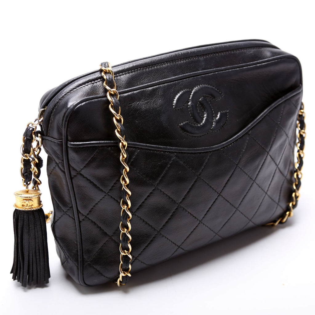 CC Front Pocket Tassel Camera Bag Vintage Black/Gold