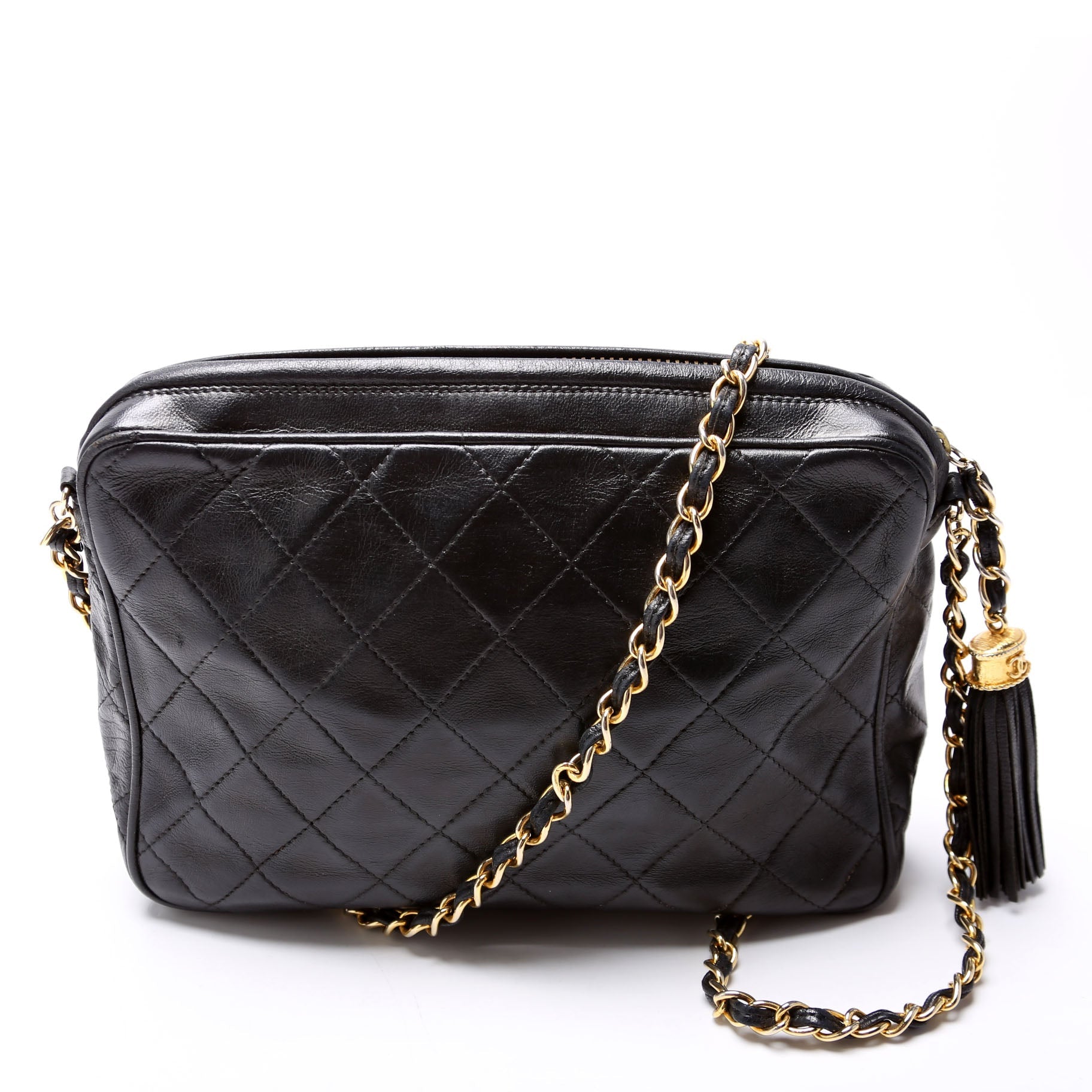 CC Front Pocket Tassel Camera Bag Vintage Black/Gold