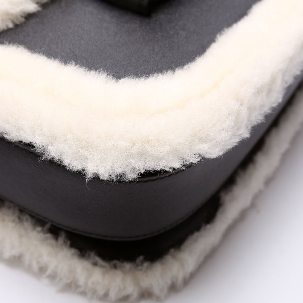 602204 Horsebit 1955 Shearling Leather Shoulder Bag Black