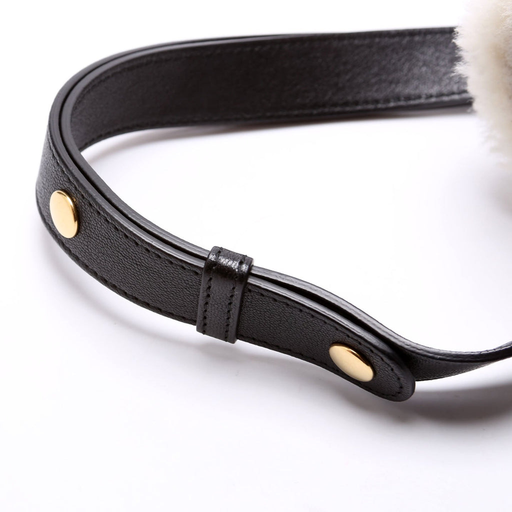 602204 Horsebit 1955 Shearling Leather Shoulder Bag Black
