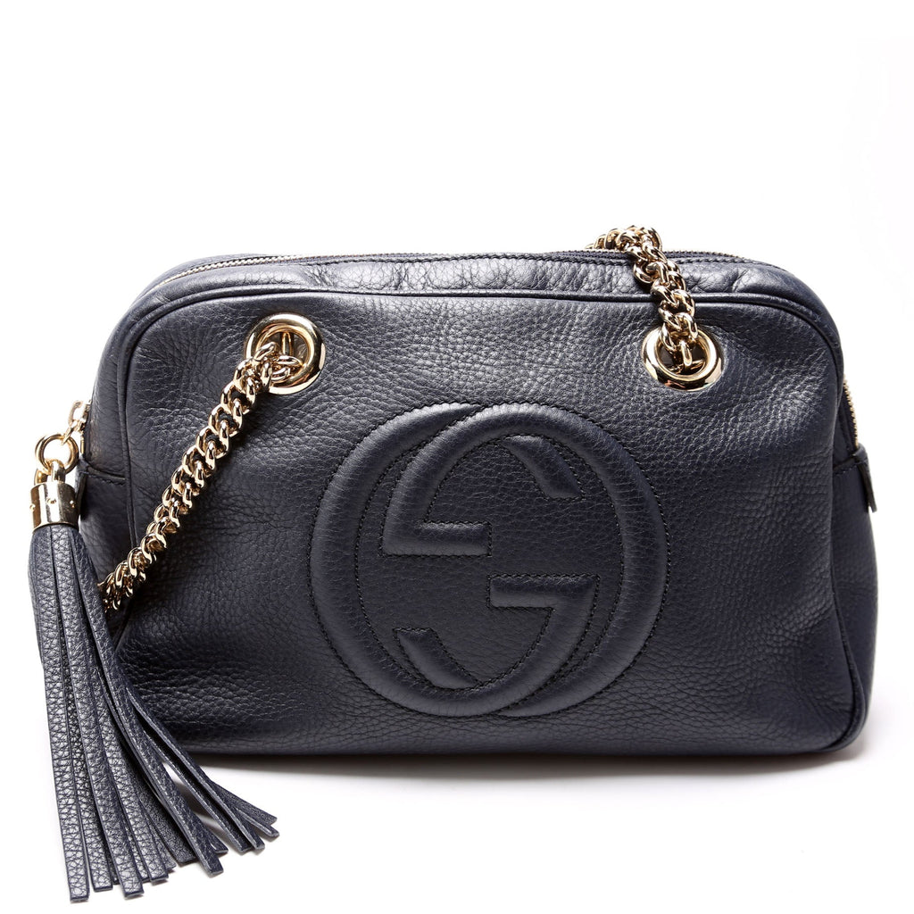 Gucci 308983 Soho Chain Shoulder Bag Navy