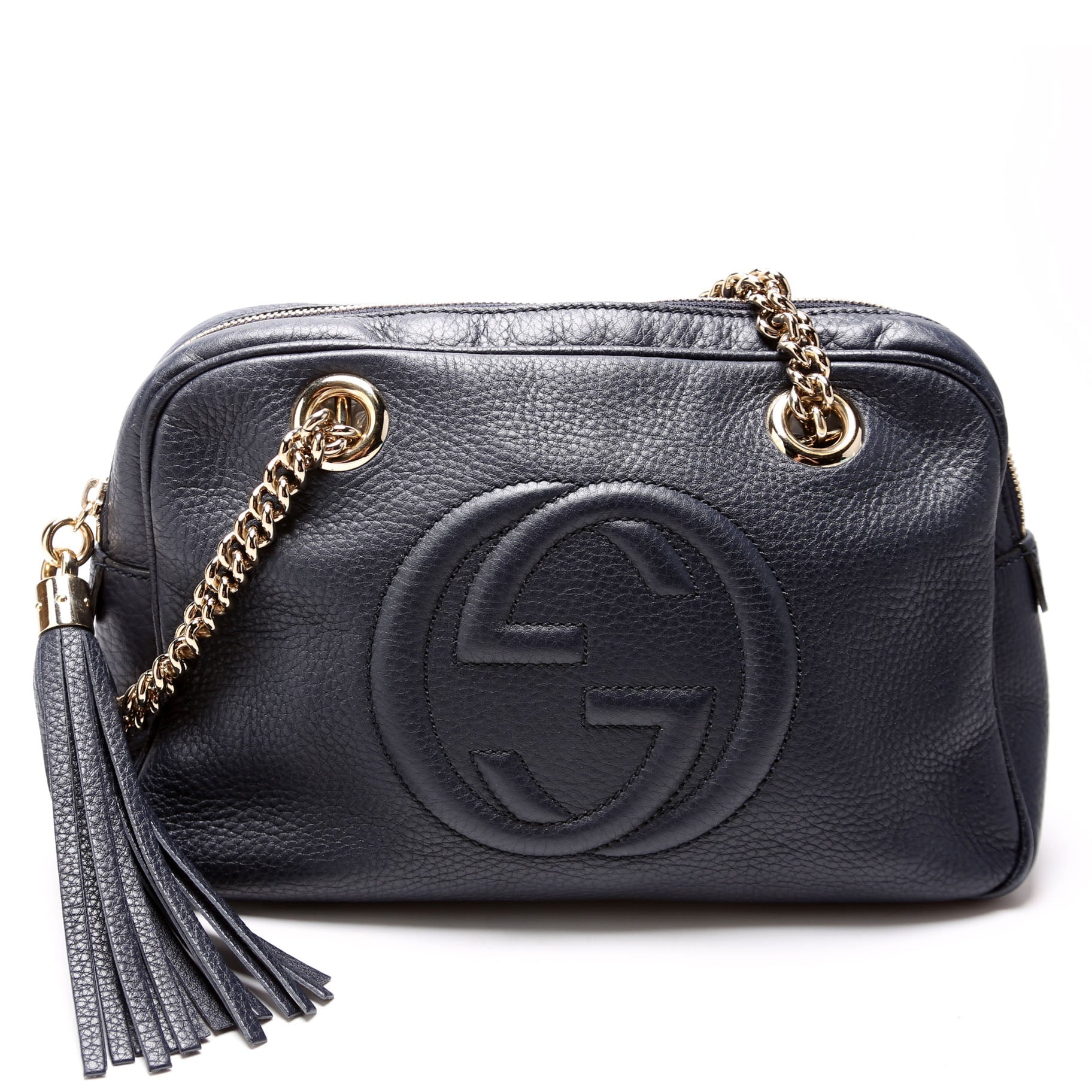 Gucci 308983 Soho Chain Shoulder Bag Navy