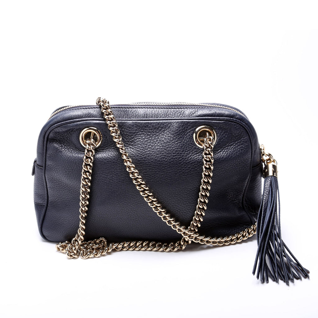 Gucci 308983 Soho Chain Shoulder Bag Navy