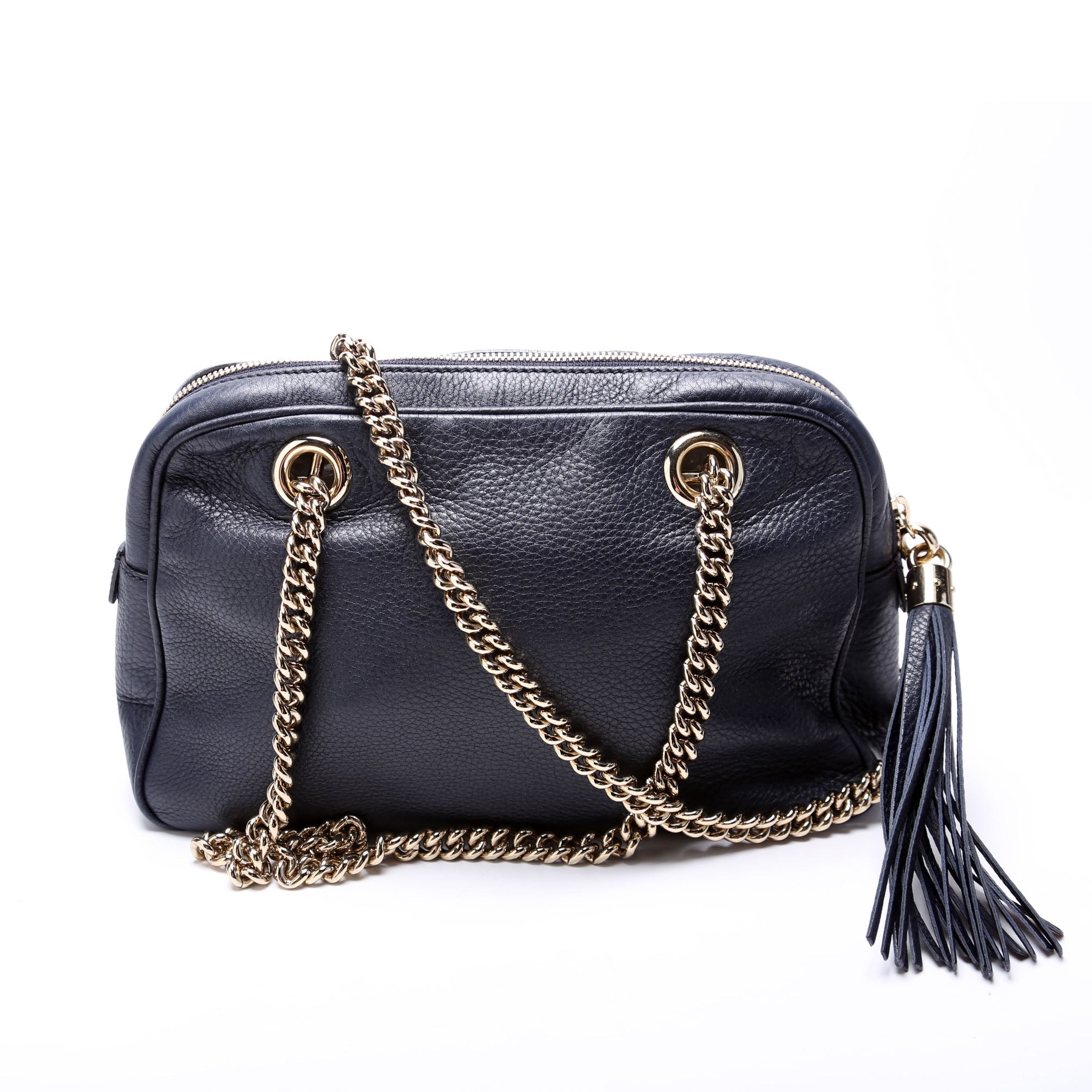 Gucci 308983 Soho Chain Shoulder Bag Navy