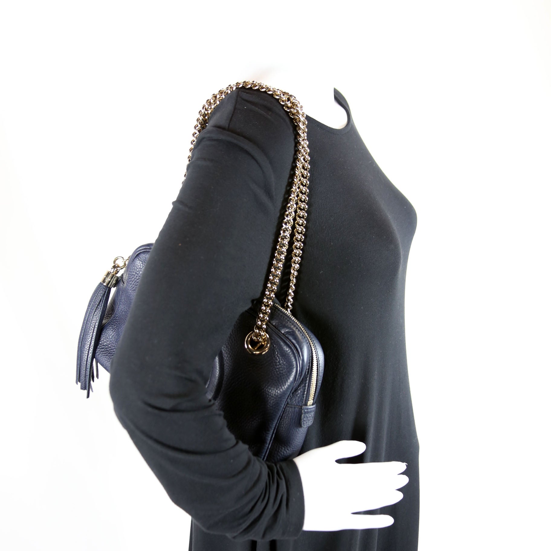 Gucci 308983 Soho Chain Shoulder Bag Navy