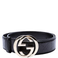 114876 Interlocking Leather Belt Size 85/34 Black