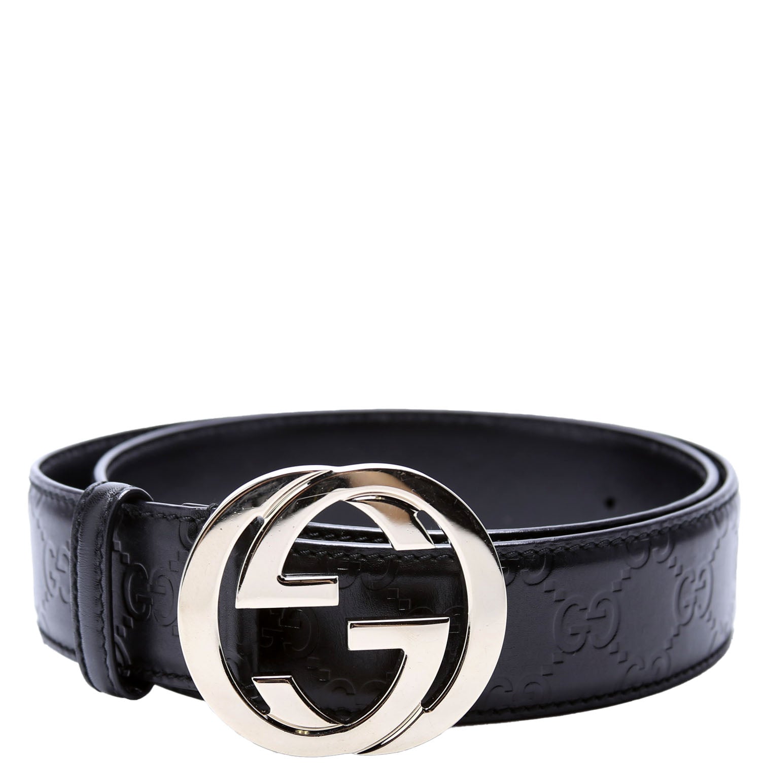 114876 Interlocking Leather Belt Size 85/34 Black