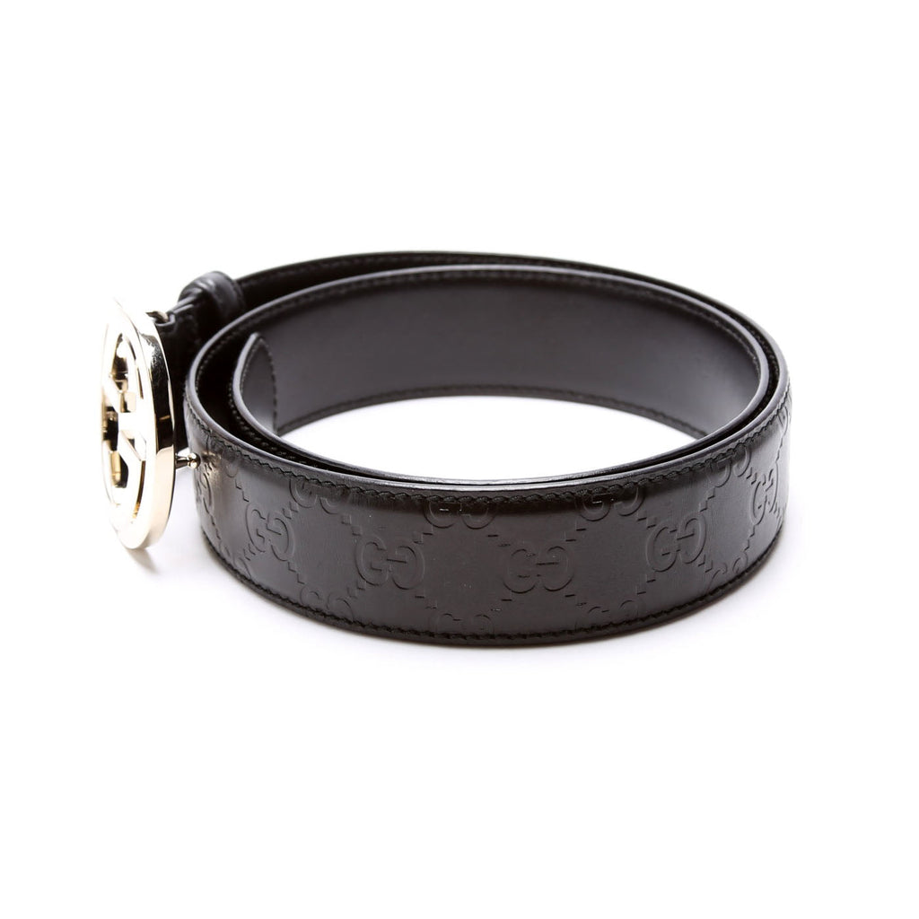 114876 Interlocking Leather Belt Size 85/34 Black