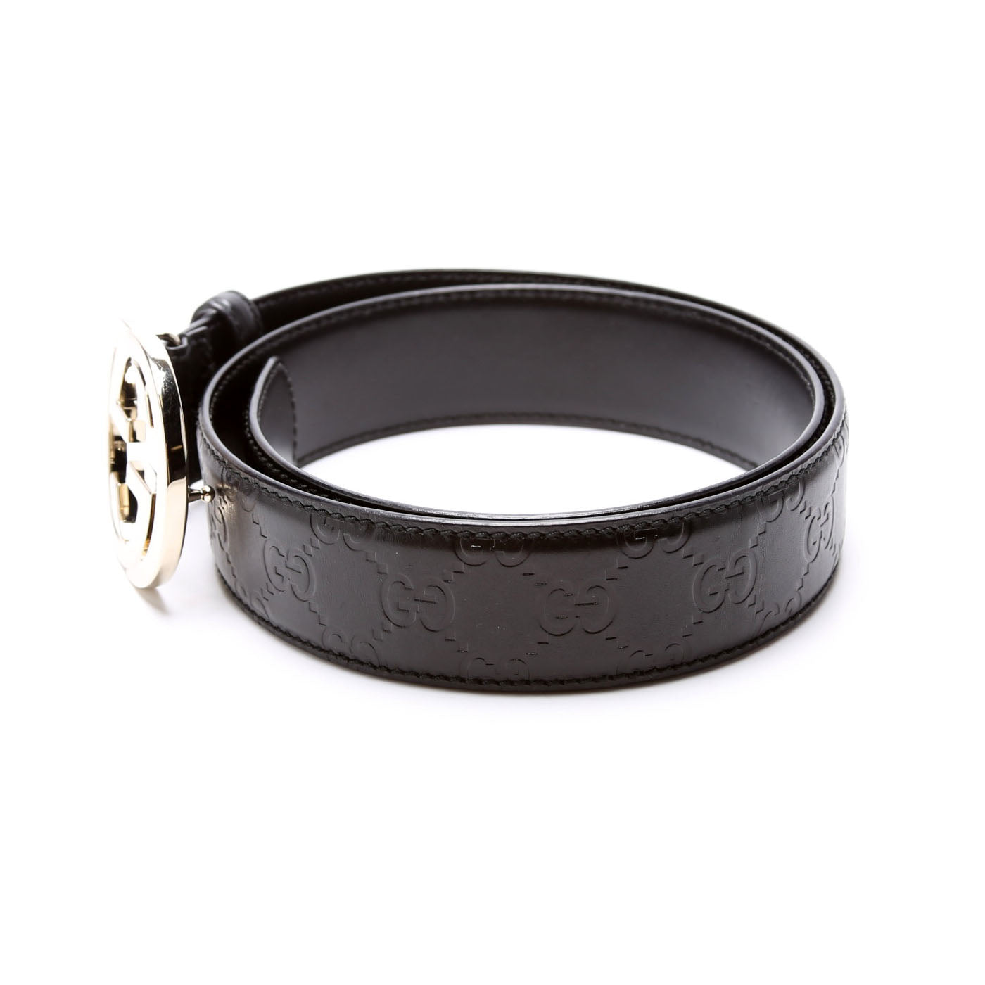 114876 Interlocking Leather Belt Size 85/34 Black