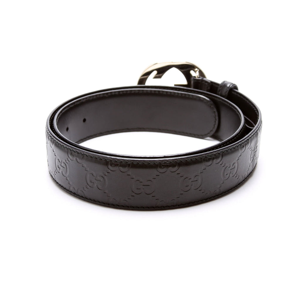 114876 Interlocking Leather Belt Size 85/34 Black