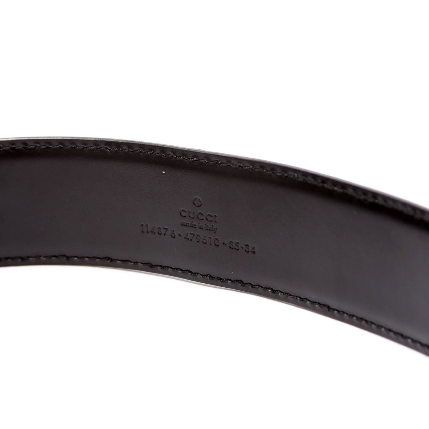114876 Interlocking Leather Belt Size 85/34 Black