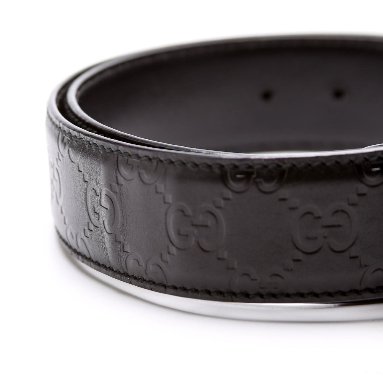 114876 Interlocking Leather Belt Size 85/34 Black
