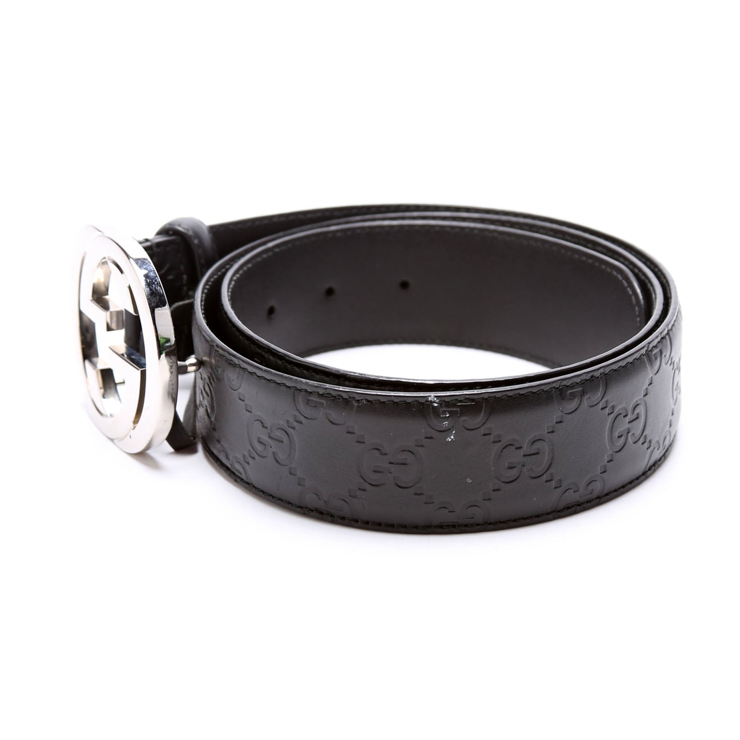 411924 Guccissima Belt Size 90/36 Black