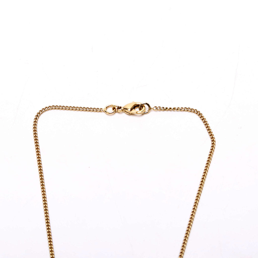 Crystal Bow CC Pearl Drop Necklace Gold