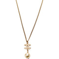 CC Crystal Pearl Drop Necklace Gold