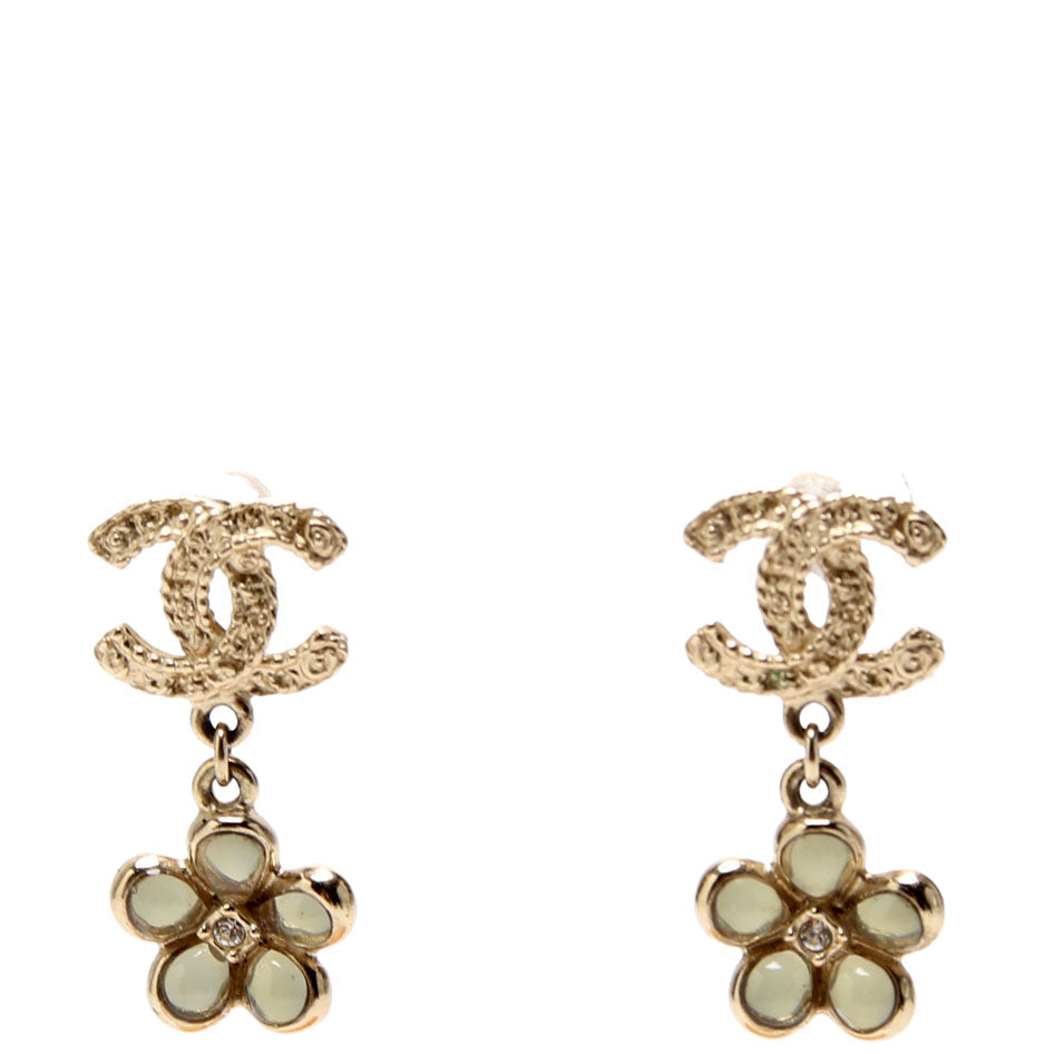 CC Flower Drop Earrings Gold
