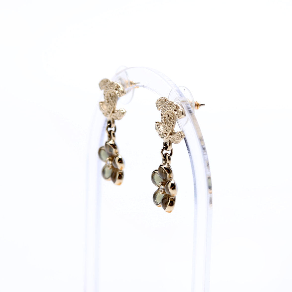 CC Flower Drop Earrings Gold