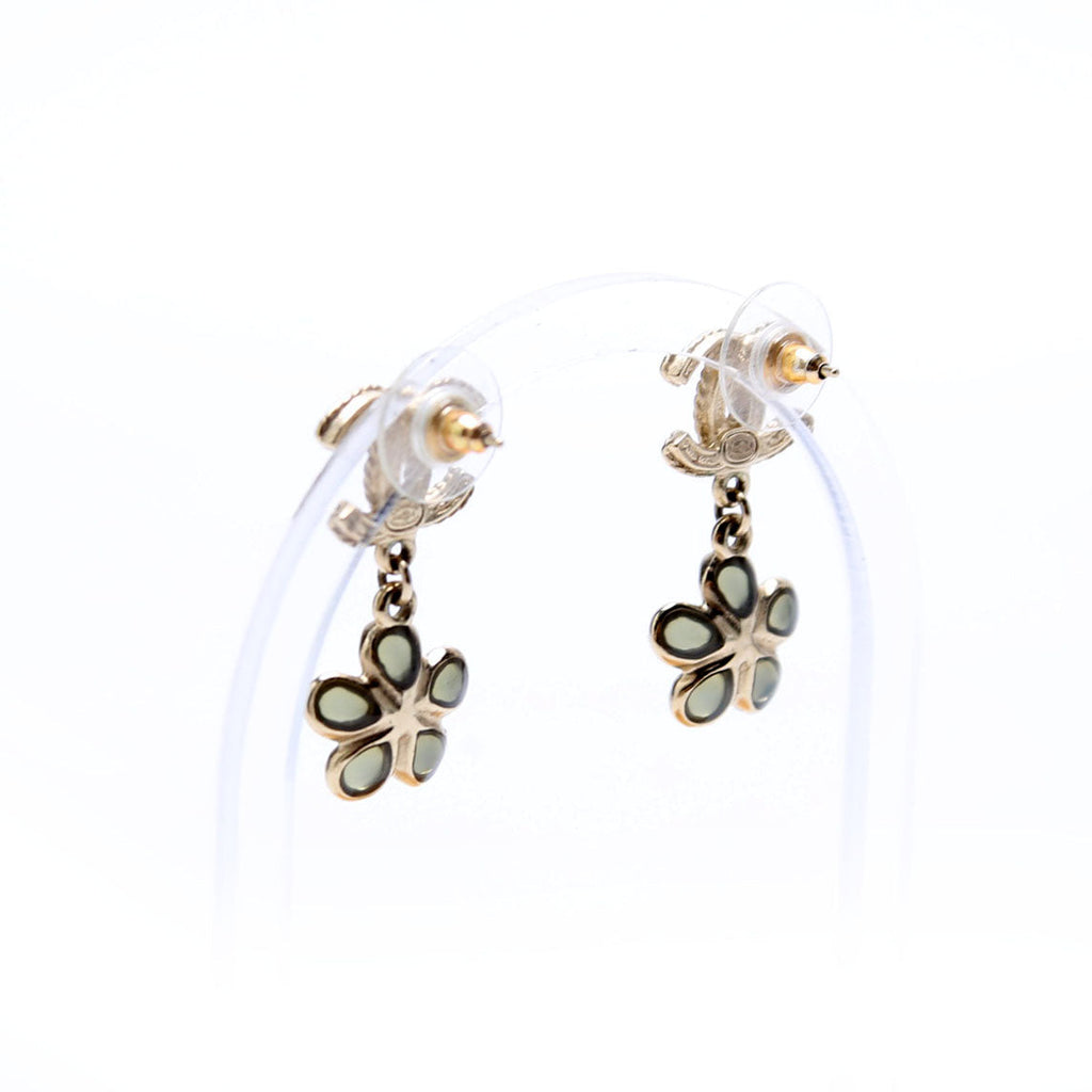CC Flower Drop Earrings Gold