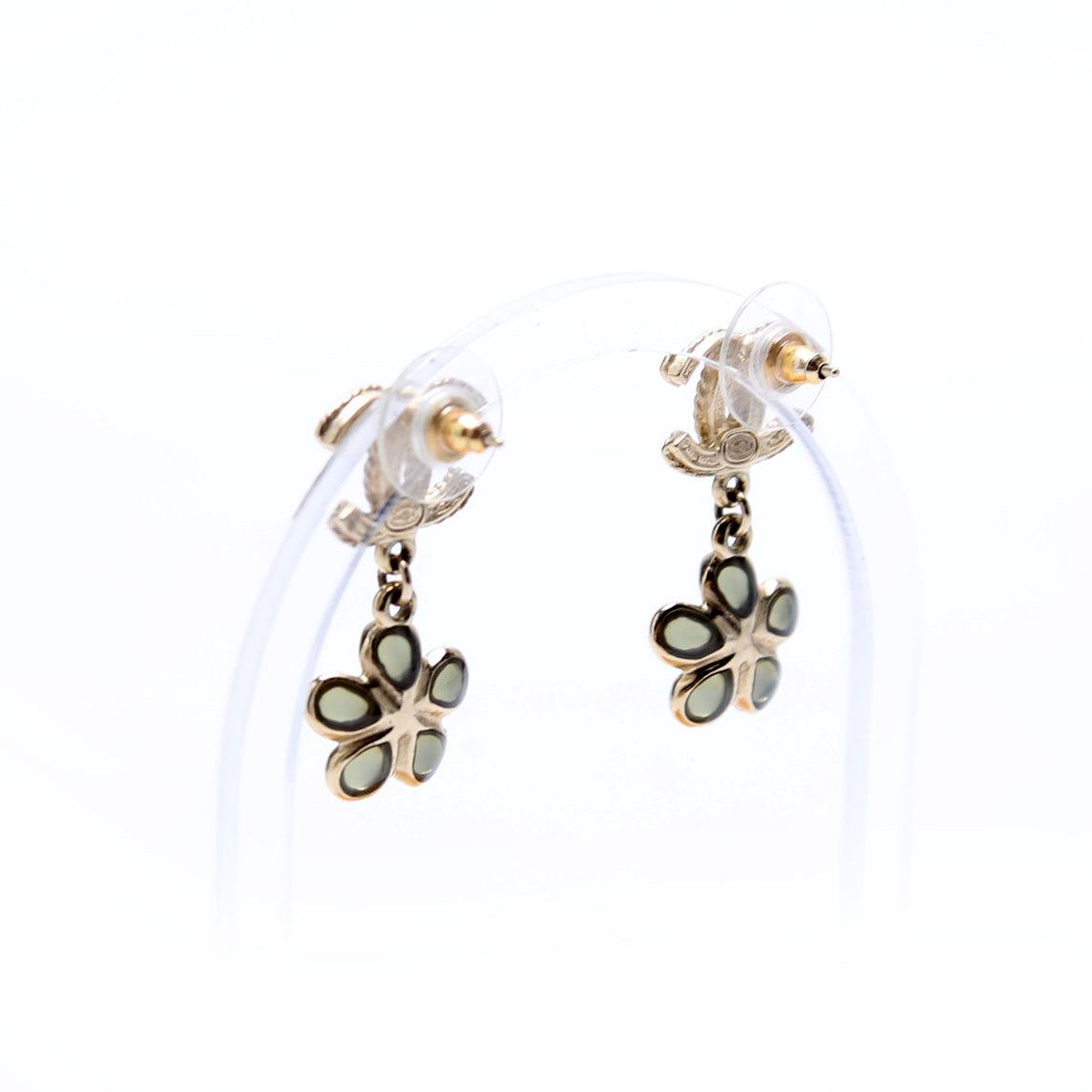 CC Flower Drop Earrings Gold