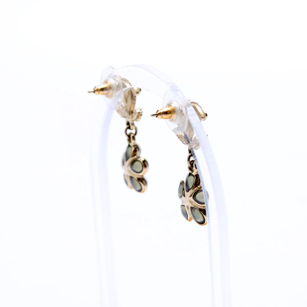 CC Flower Drop Earrings Gold