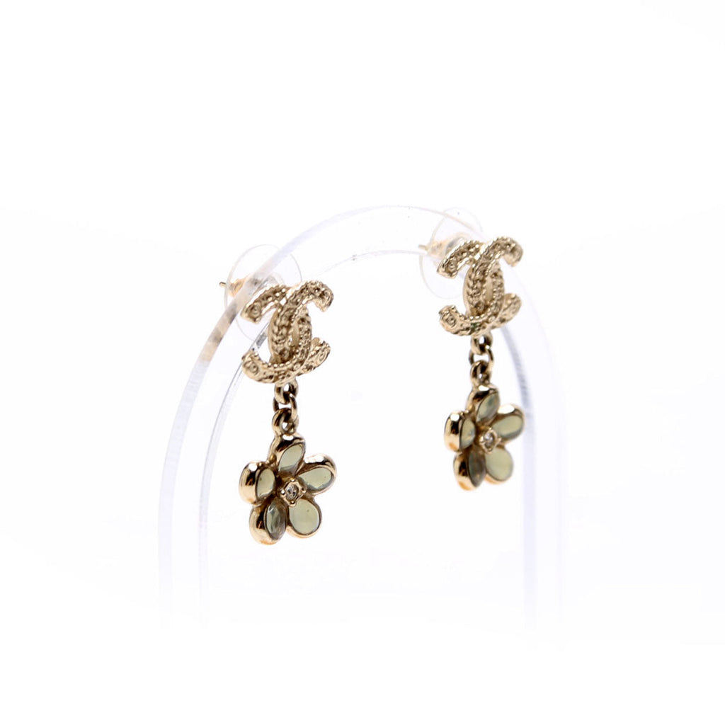 CC Flower Drop Earrings Gold