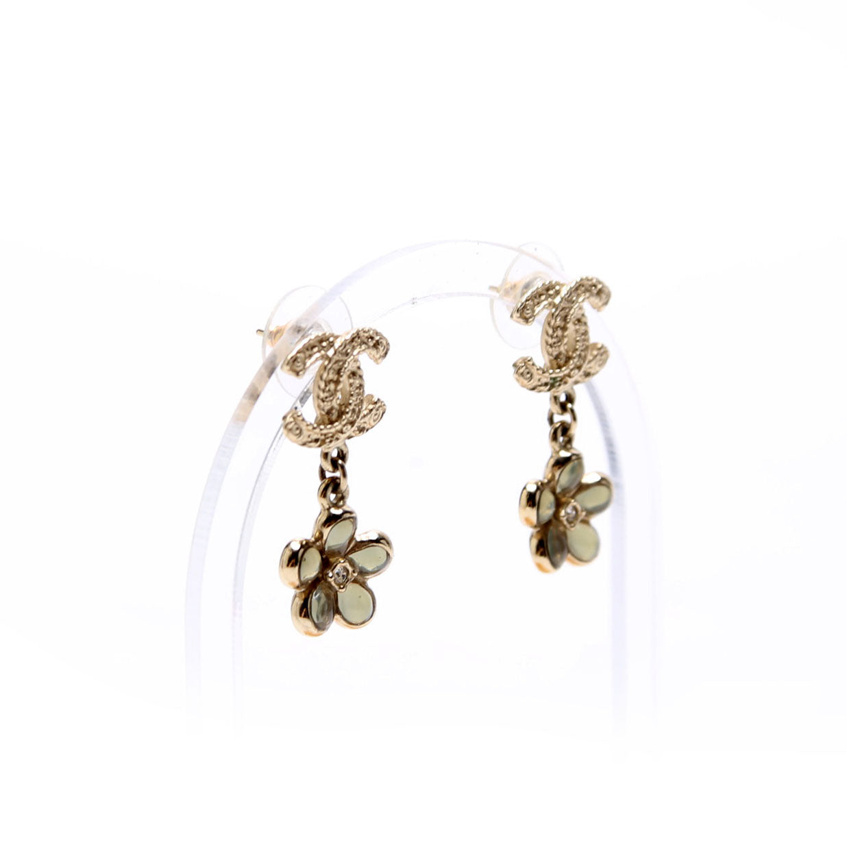 CC Flower Drop Earrings Gold