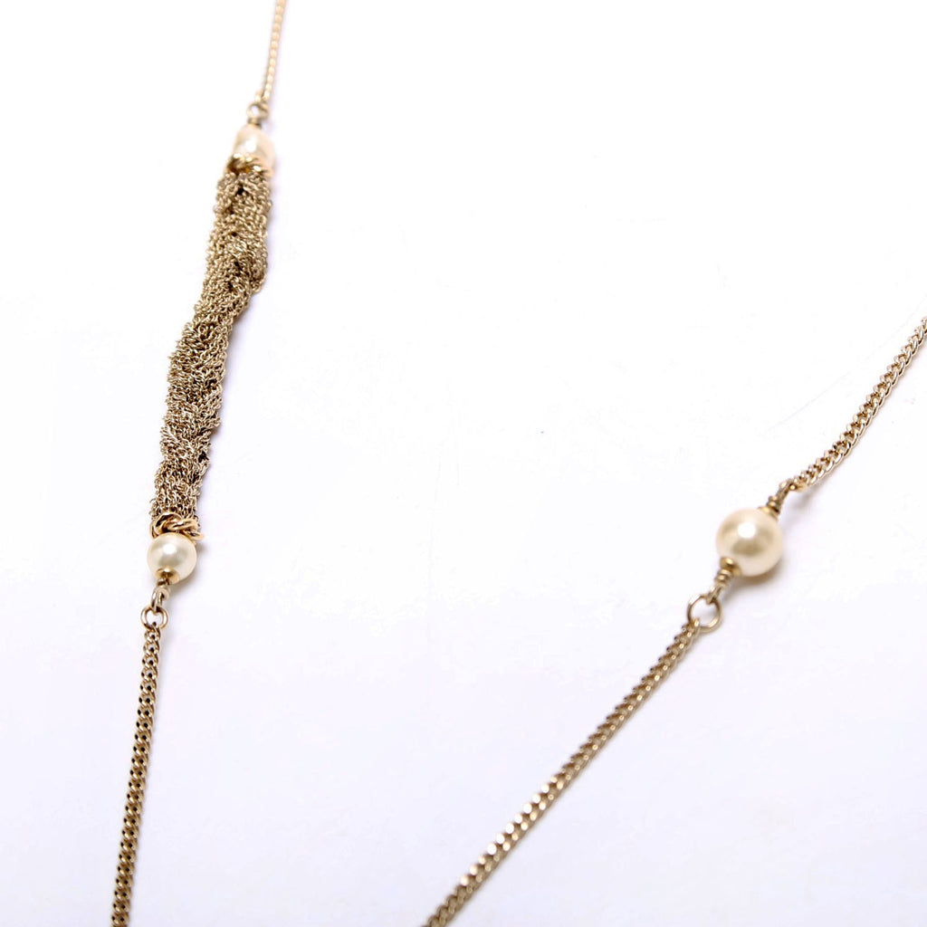 CC Pendant Pearl/Braided Chain Gold