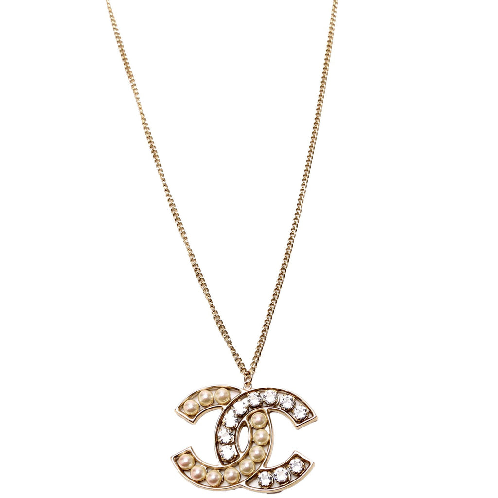 CC Pearl/Crystal Large Pendant Gold