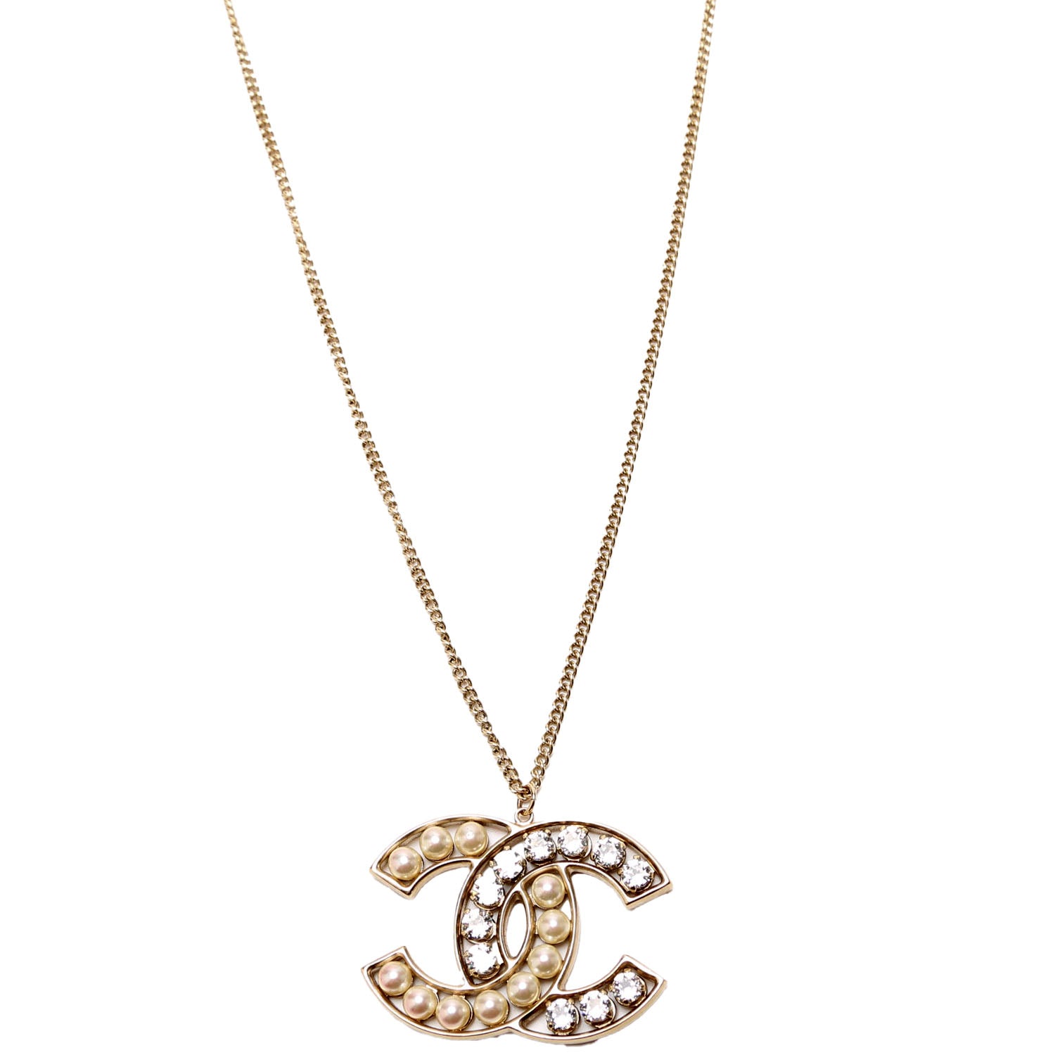CC Pearl/Crystal Large Pendant Gold