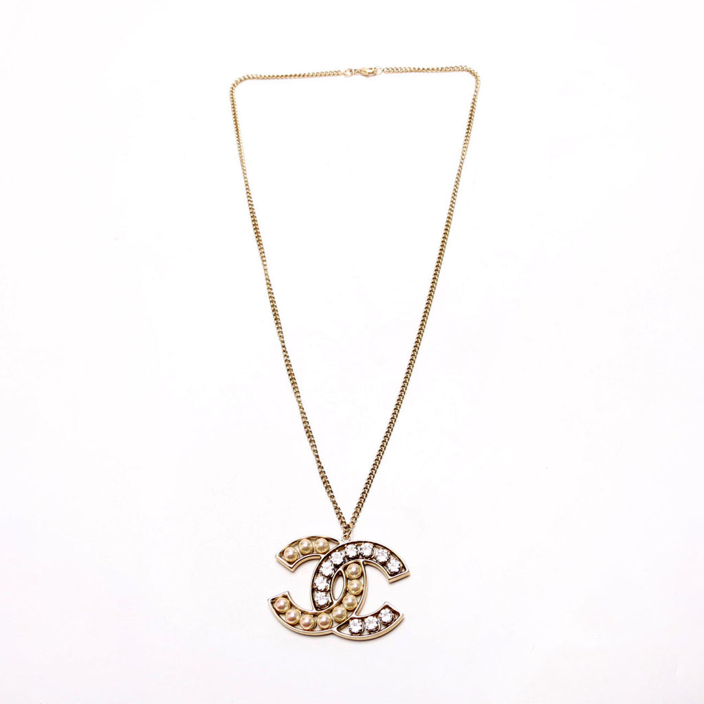 CC Pearl/Crystal Large Pendant Gold