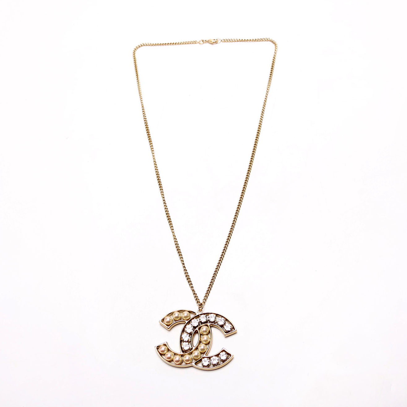 CC Pearl/Crystal Large Pendant Gold