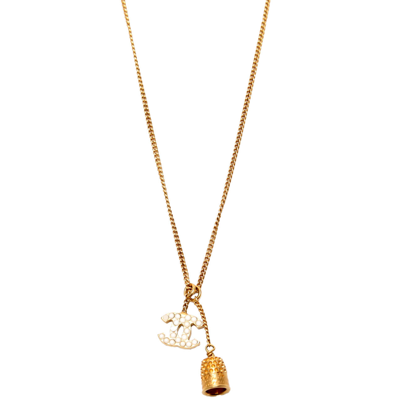 CC Rhinestone Thimble Necklace Gold