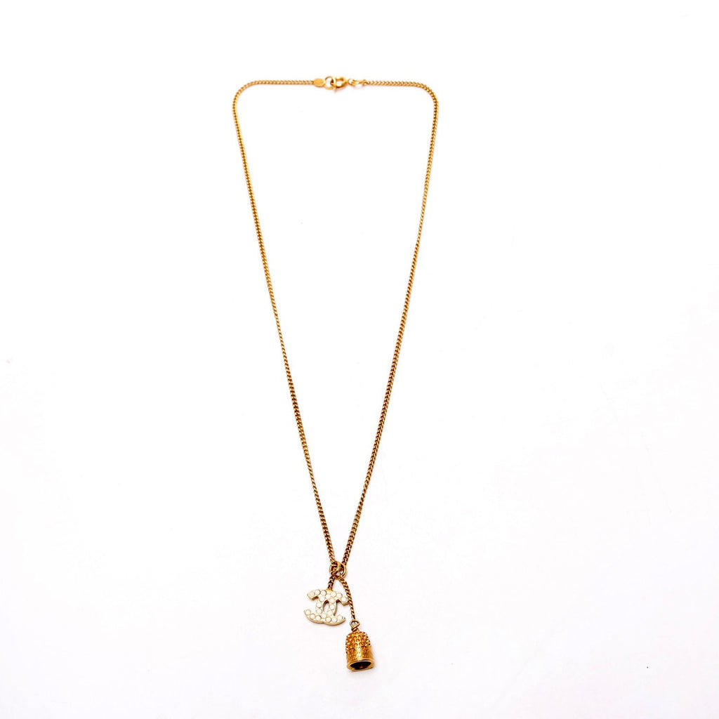 CC Rhinestone Thimble Necklace Gold
