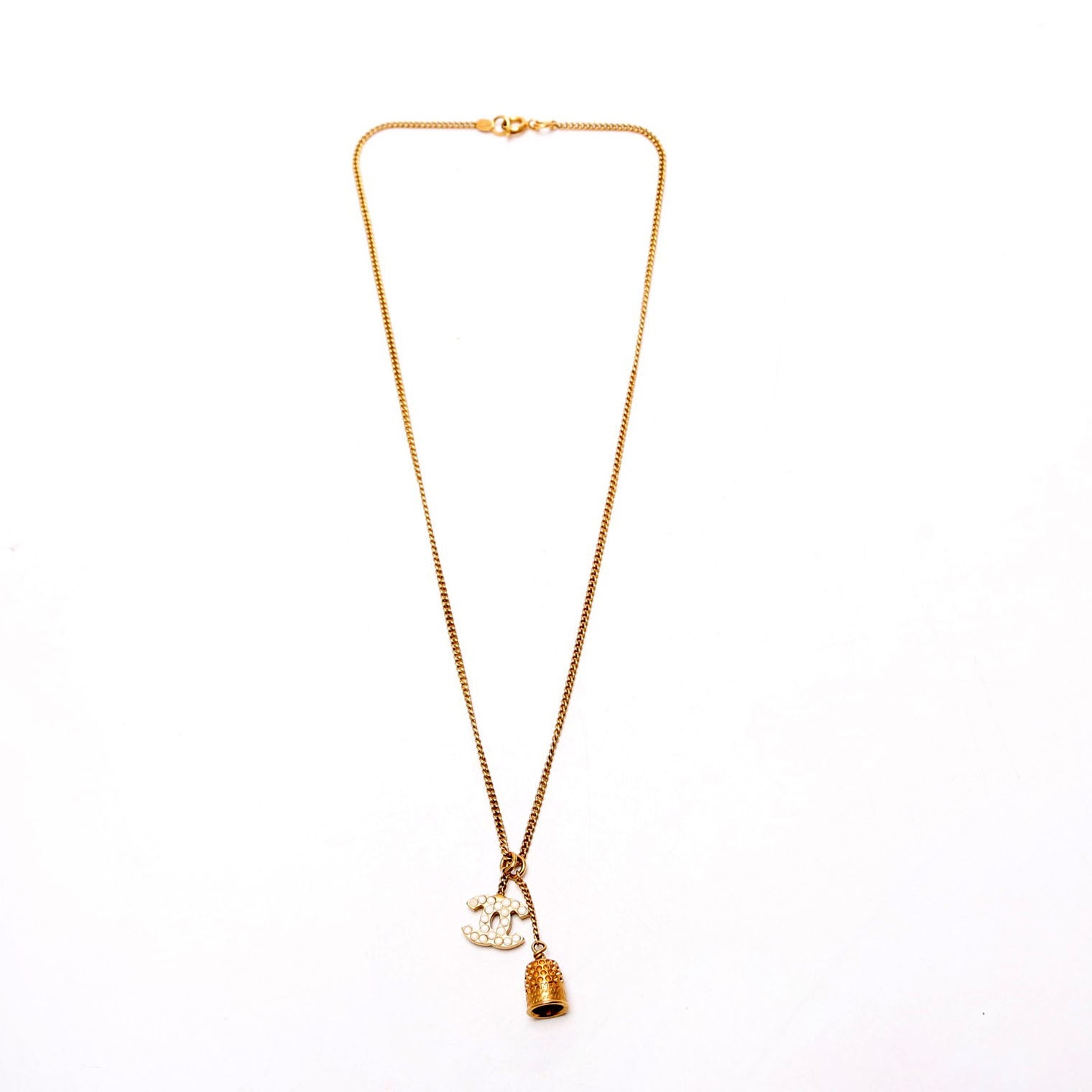 CC Rhinestone Thimble Necklace Gold
