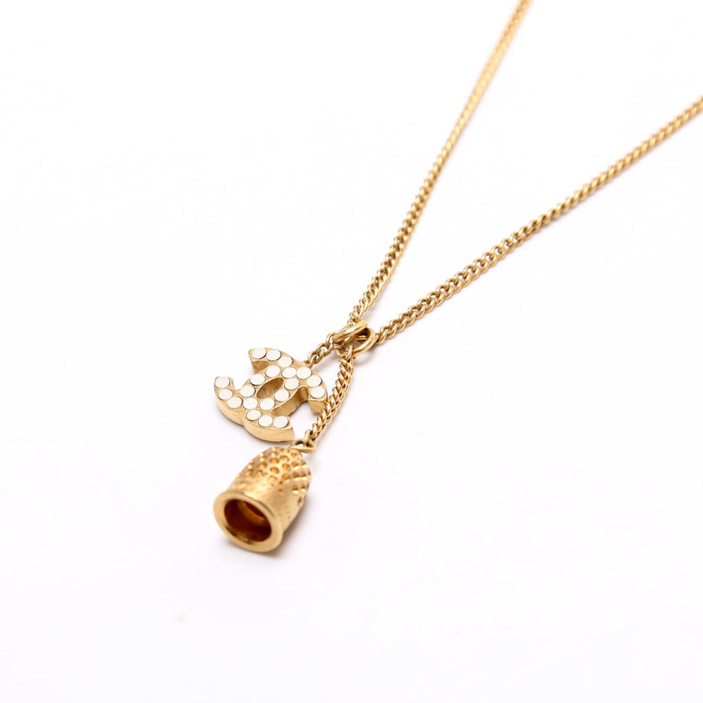CC Rhinestone Thimble Necklace Gold