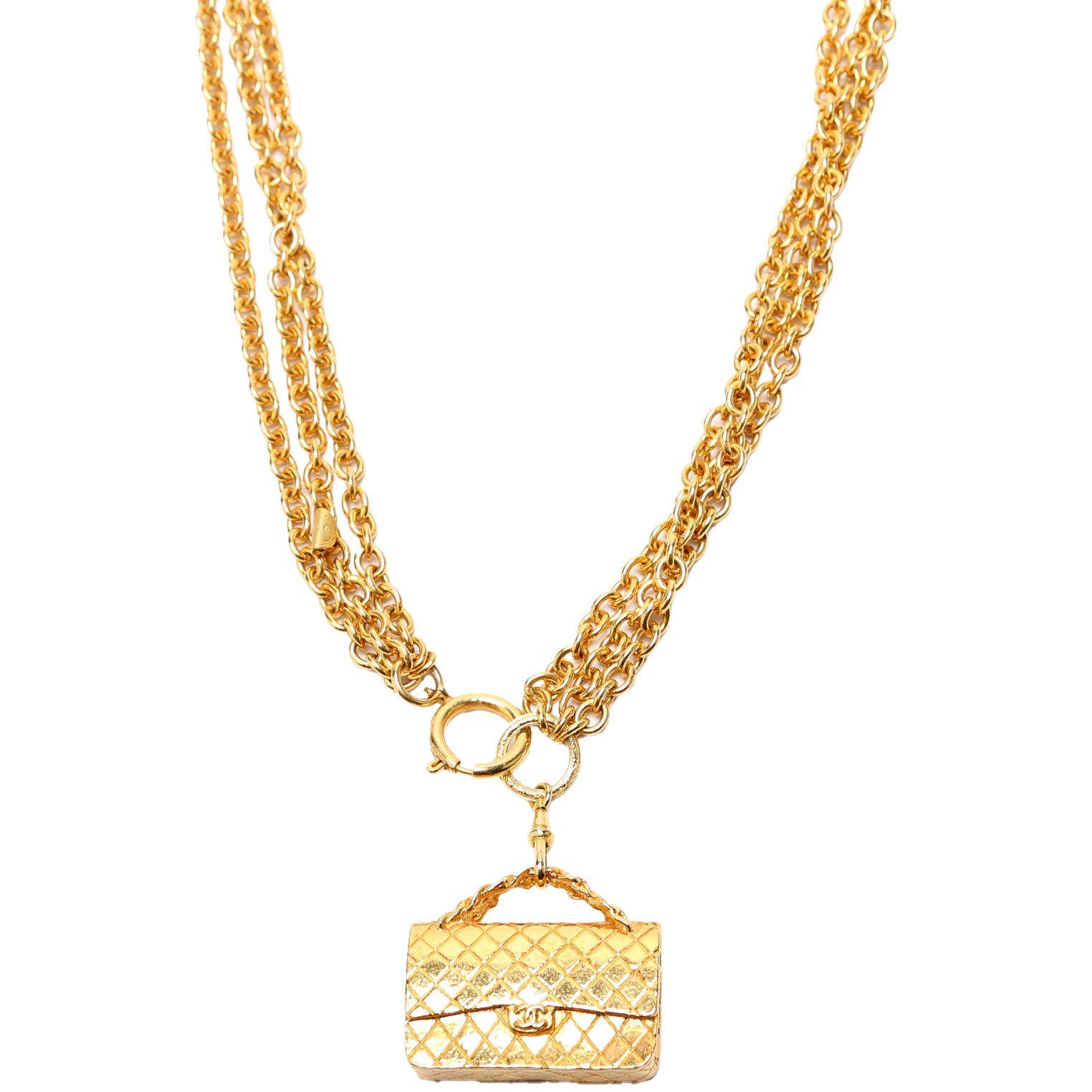 Classic Flap Charm Waist Chain Belt Size 70/28 Gold
