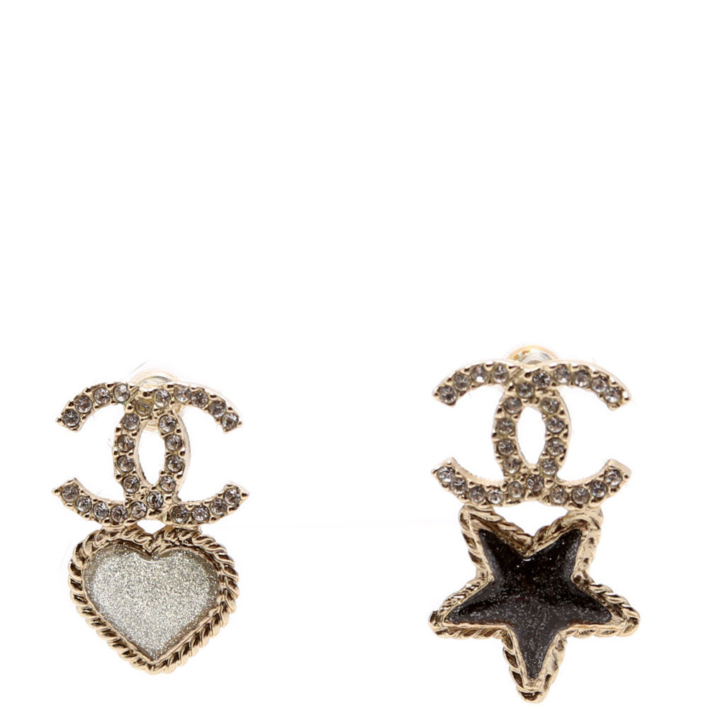Crystal CC Star/Heart Earrings Gold
