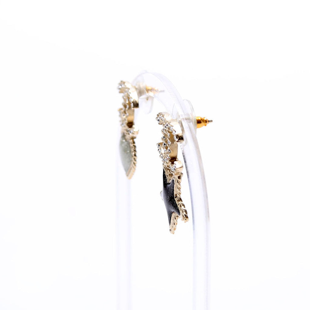 Crystal CC Star/Heart Earrings Gold