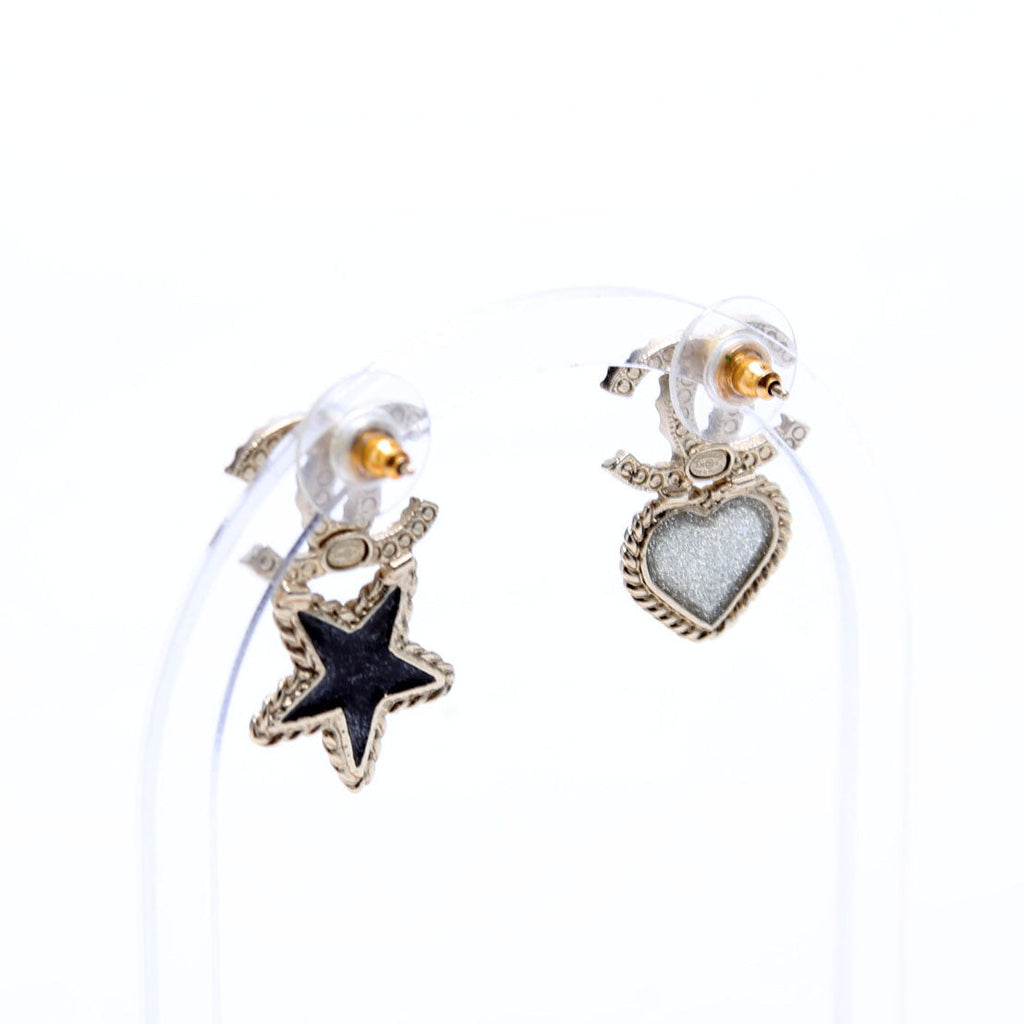 Crystal CC Star/Heart Earrings Gold
